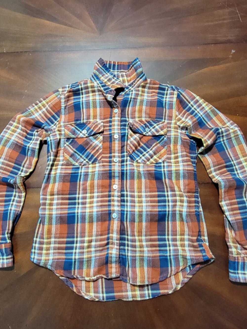 Marmot Bridget Midweight Flannel Shirt Womens Small S Plaid Orange Blue Outdoor